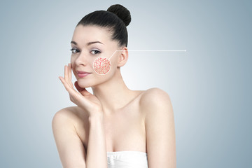 Beautiful brunette woman portrait - skin care concept