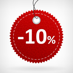Red leather price labels -10 percent