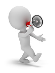 3d small people - call through a megaphone