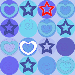 pattern with marine stars and hearts