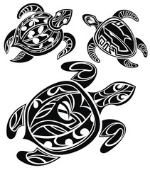 Obraz premium Set of tattoo turtles
