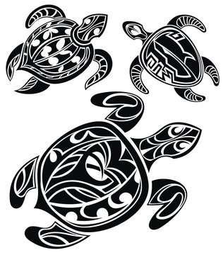 Set of tattoo turtles