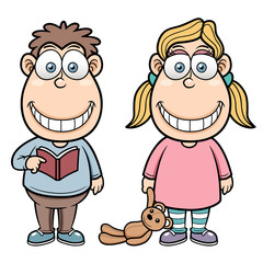vector illustration of Cartoon Boy and girl