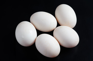 eggs isolated on black background