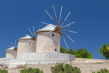 Traditional windmills in Alacati, Izmir province, Turkey