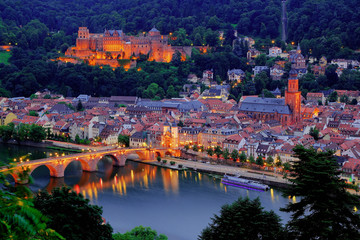 Heidelberg am Abend - obrazy, fototapety, plakaty