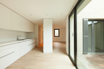 interior new house, modern white kitchen
