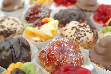 Close up of small cakes with with different stuffing