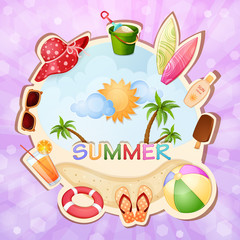Summer holiday illustration with palm trees
