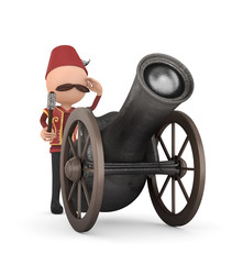 3d human with ramadan cannon -isolated