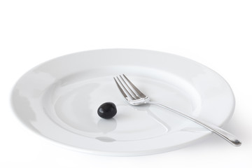 Plate, Fork And Olive.