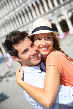 Romantic couple on Piazza San Marco in Venice