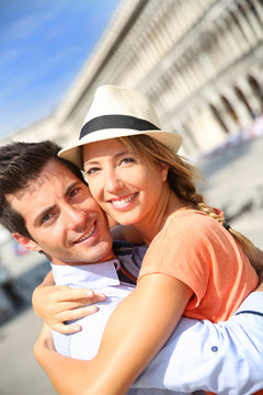 Romantic couple on Piazza San Marco in Venice