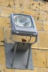Halogen spotlight lamp on the wall