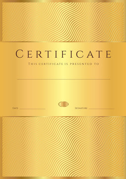 Gold Certificate / Diploma template (background). Line pattern