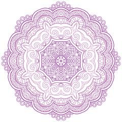 Round lace ornament isolated on white.