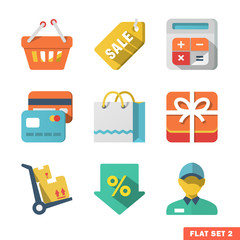 Shopping Flat icon set for Web and Mobile Application