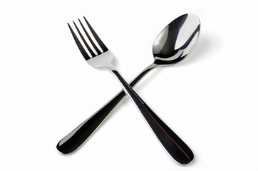 Cutlery closeup isolated over white