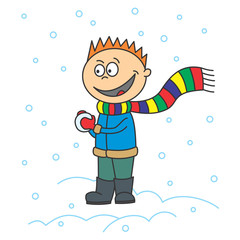 boy is making a snowball