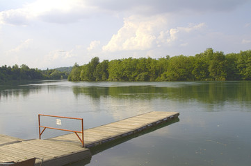 Obraz premium Panorama along Adda river, Trezzo D'Adda - Italy