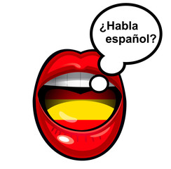 mouth speaking in spanish with bubble