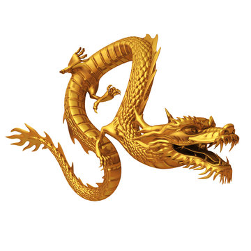 3d render of golden dragon