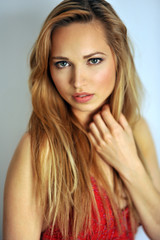 Naklejka premium Closeup portrait of young blond model