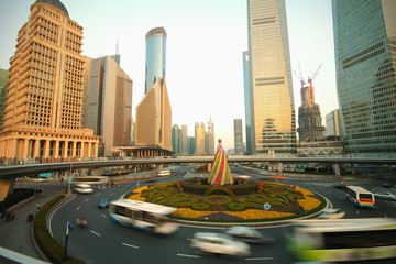 Shanghai lujiazui highway of traffic