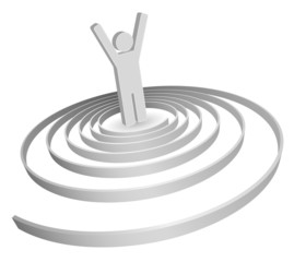 person with spiral - abstract success 3d symbol