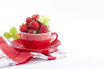 Strawberries in red cup