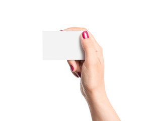 Holding blank business card