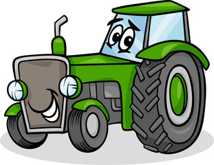 tractor character cartoon illustration - obrazy, fototapety, plakaty