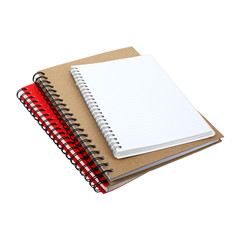 stack of ring binder book or notebook isolated on white backgrou