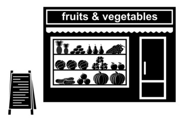 Black icon of shop of fruit
