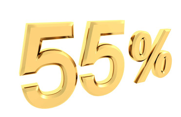 Gold percent isolated on white