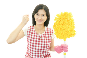 ガッツポーズの主婦