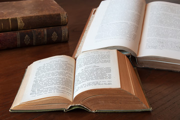 Vintage books in a library