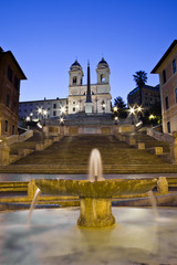 Sunrise and detail of the "Spanish steps" in Rome, Italy.