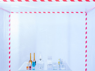 glassware prepared for experimenting in the lab