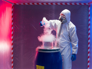 experiments with steaming substances over waste barrel