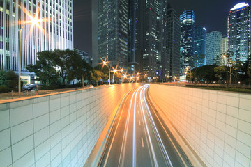 Shanghai Lujiazui highway at night