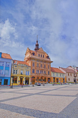 Fototapeta na wymiar Traditional square in town Sedlčany in Czech Republic