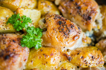 chicken hips baked with potatoes