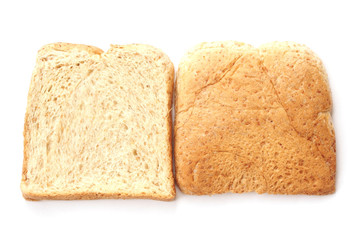 Sliced whole wheat bread  on white background