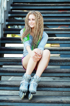 beautiful girl with dreadlocks