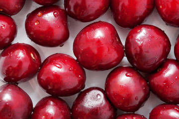Fresh sweet cherries.  Macro.