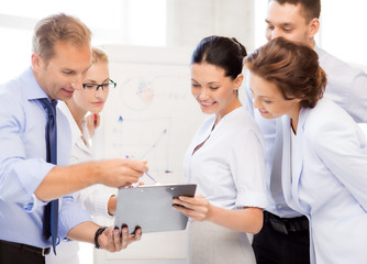 business team discussing something in office