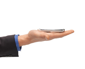 man hand with smartphone