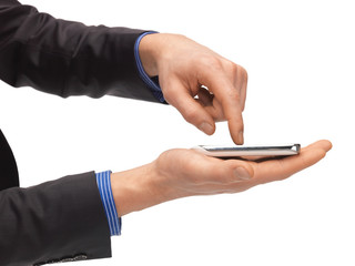 man hand with smartphone