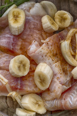 Fresh  fish pickled with a banana
